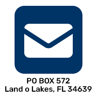 A blue and white logo for po box 5 7 2